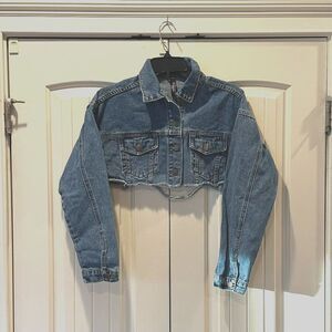 Women's American Bazi Los Angeles Distressed Blue Jean Cropped Jacket Size S